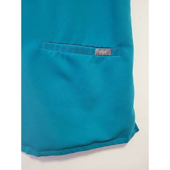 Figs Scrubs Technical Collection Shirt Top Small Teal Medical Pockets Hospital - Picture 2 of 5